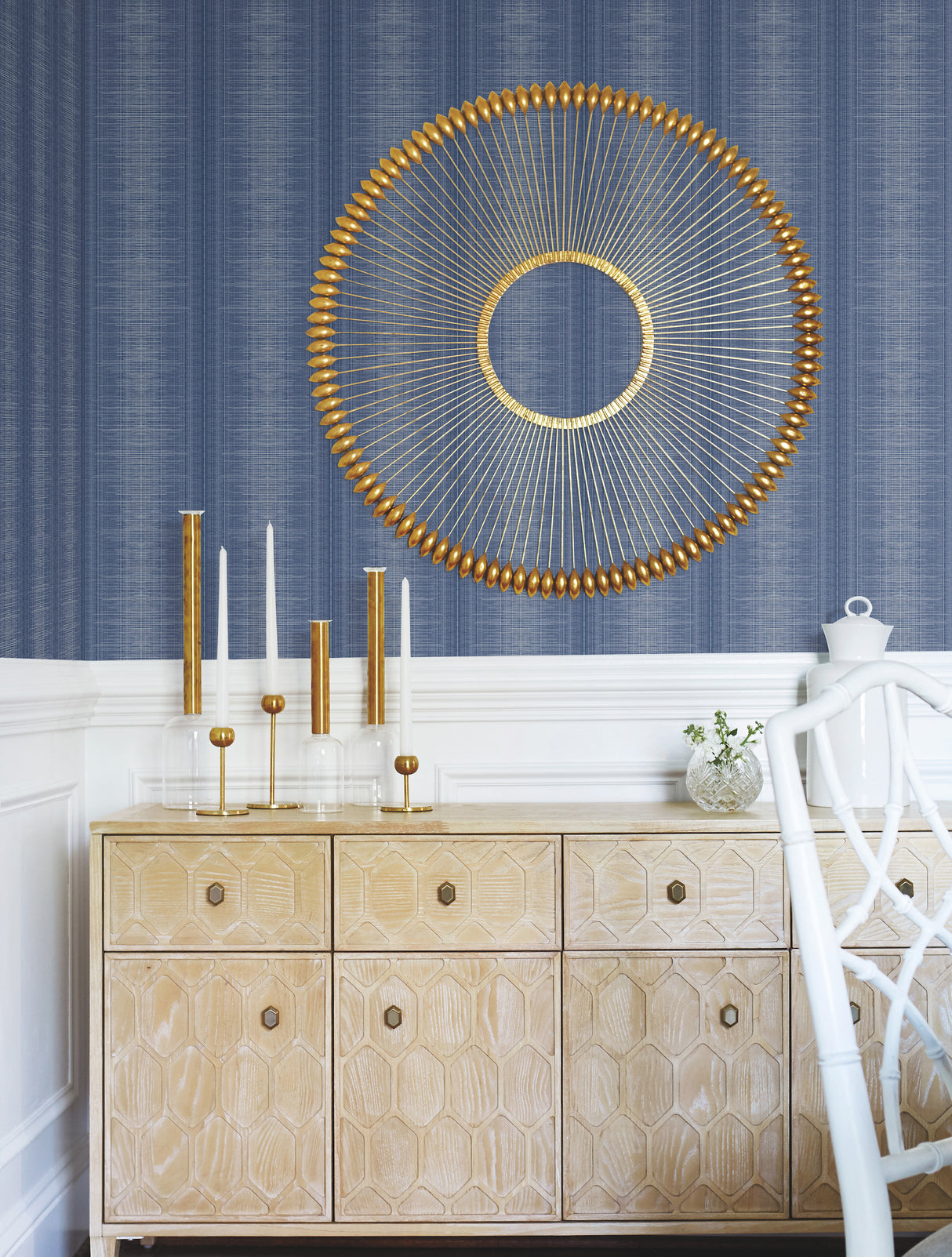 York TL1962 Silk Weave Stripe Navy Wallpaper