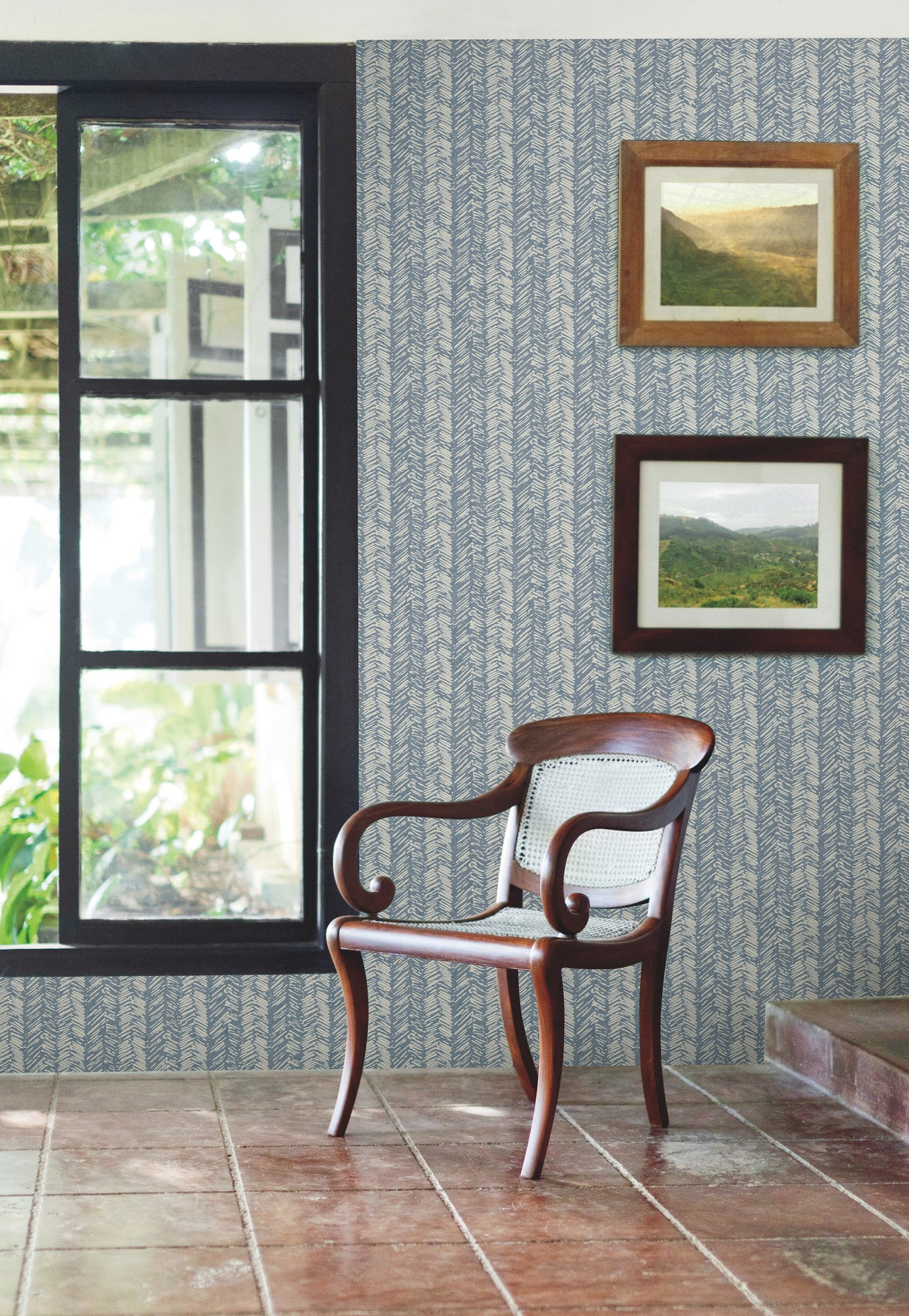 York TL1976 Fractured Herringbone Blue Wallpaper