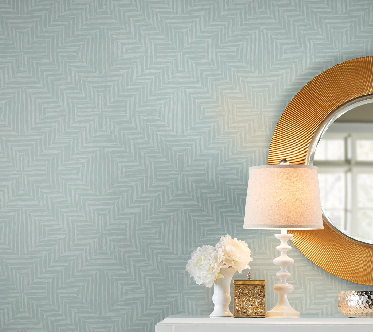 York TL1989 Diamond Channel Green Wallpaper