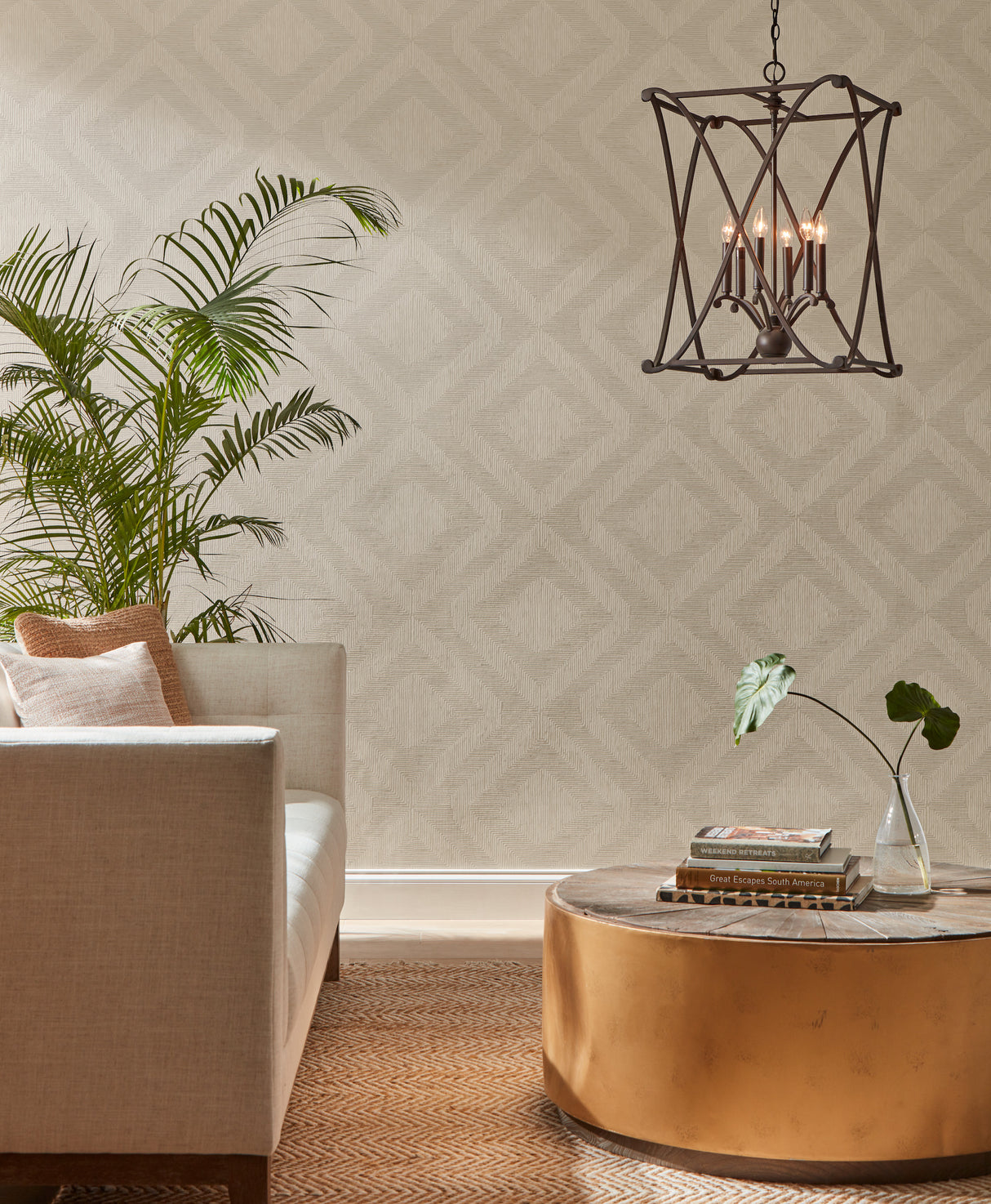 York TL1991 Diamond Channel Beige Wallpaper