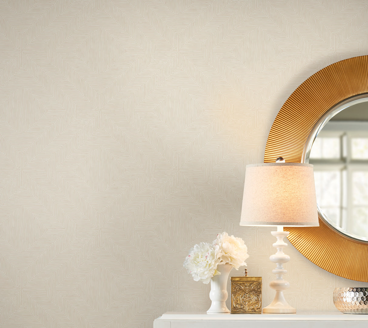 York TL1991 Diamond Channel Beige Wallpaper