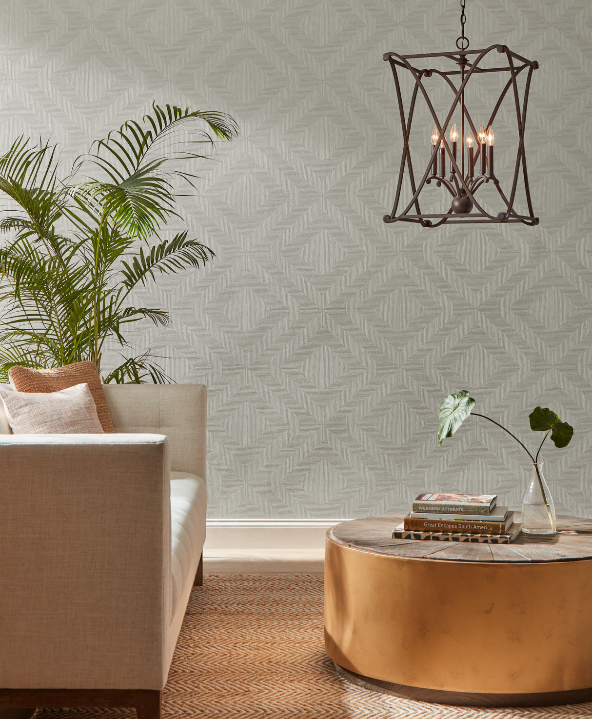 York TL1992 Diamond Channel Light Grey Wallpaper