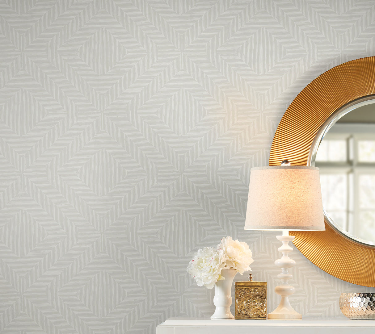 York TL1992 Diamond Channel Light Grey Wallpaper