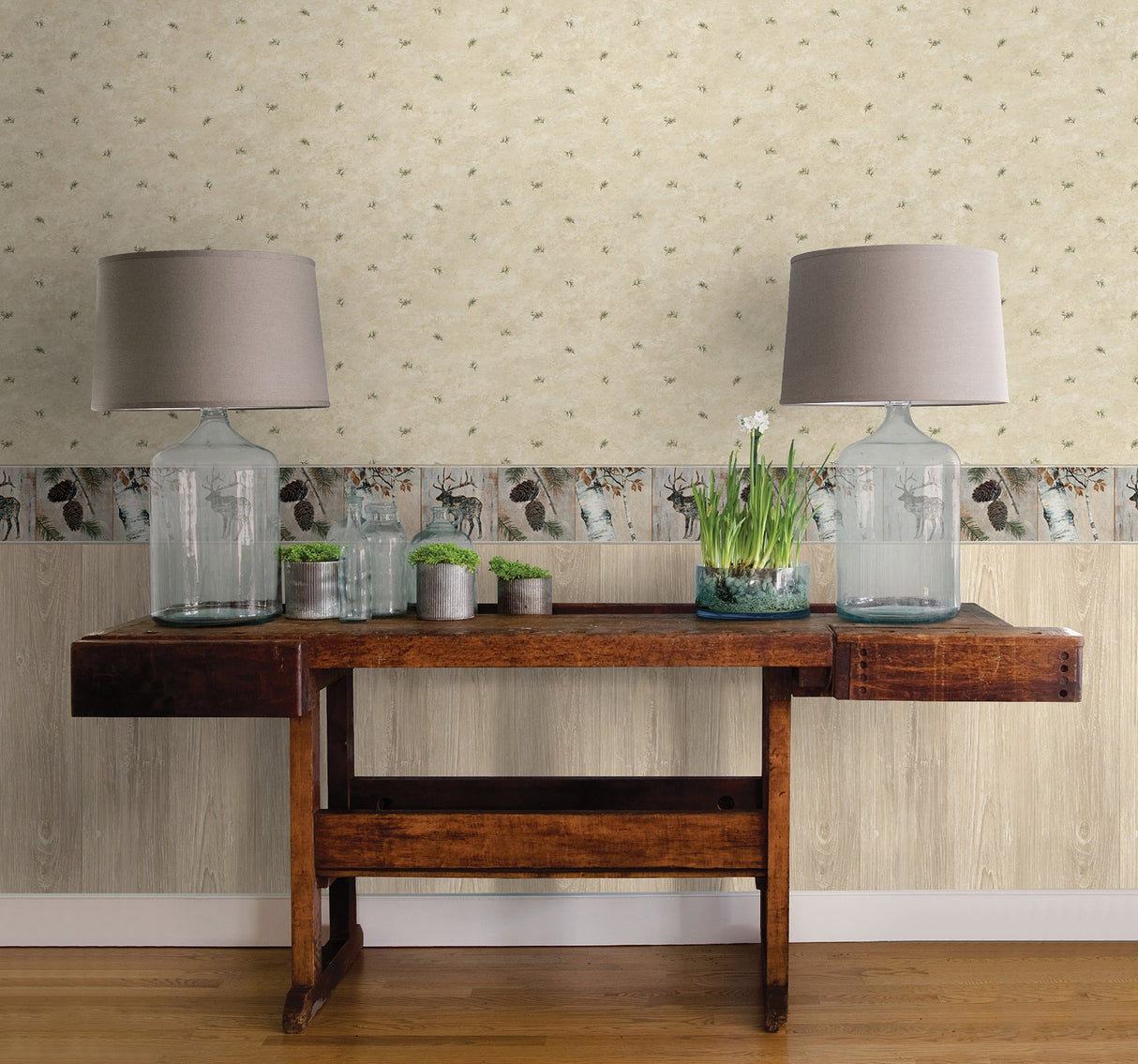 Chesapeake TLL01441 Cumberland Fog Faux Wood Texture Wallpaper