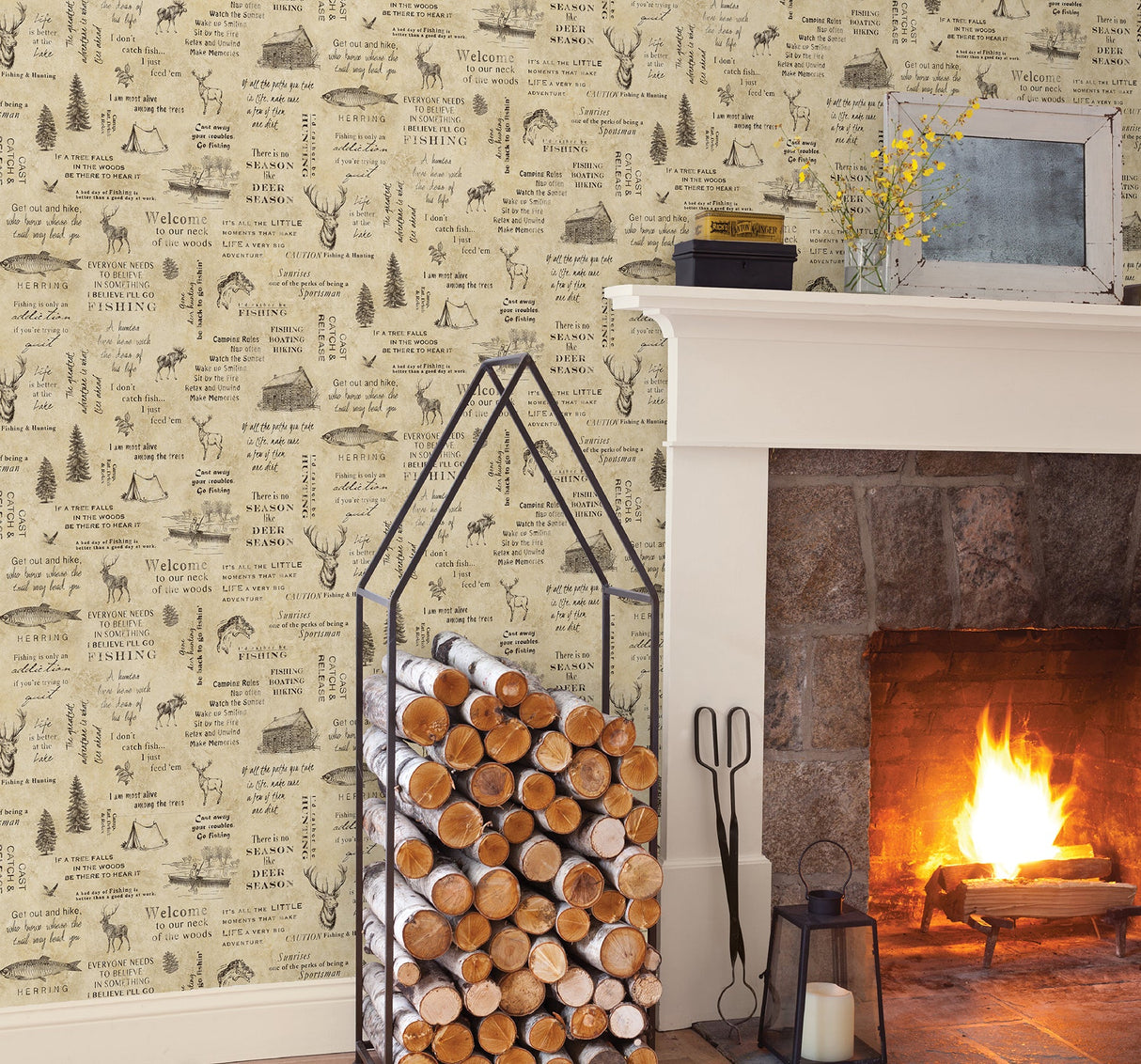 Chesapeake TLL01472 North Hills Beige Script Wallpaper