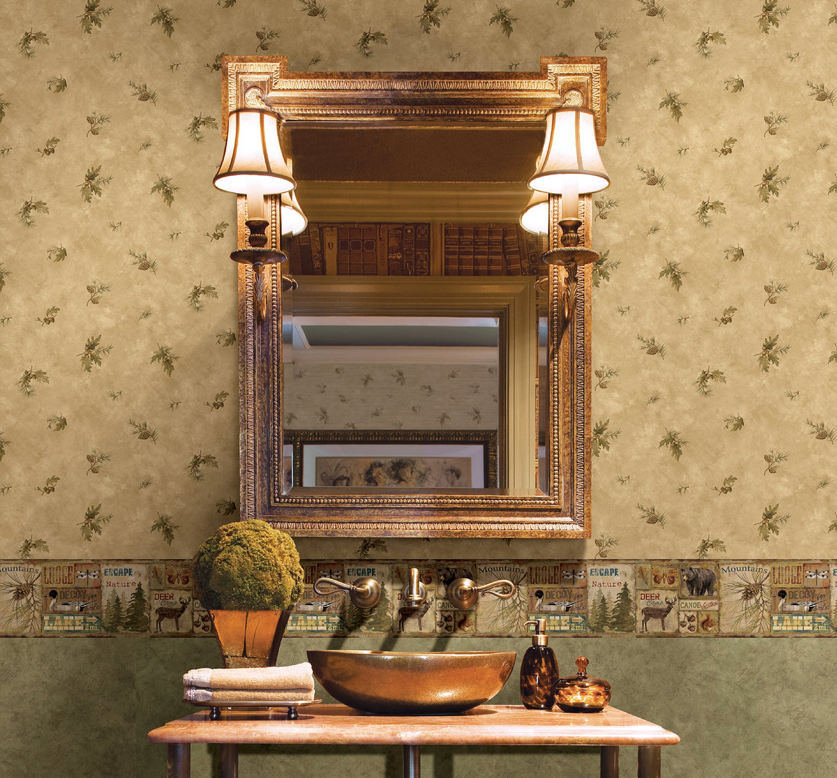 Chesapeake TLL36141 Kissimmee Moss Safe Harbor Marble Wallpaper