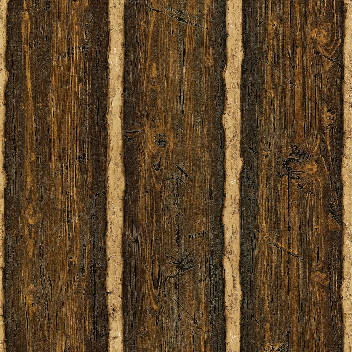 Chesapeake TLL41382 Log Cabin Brown Wood Paneling Wallpaper