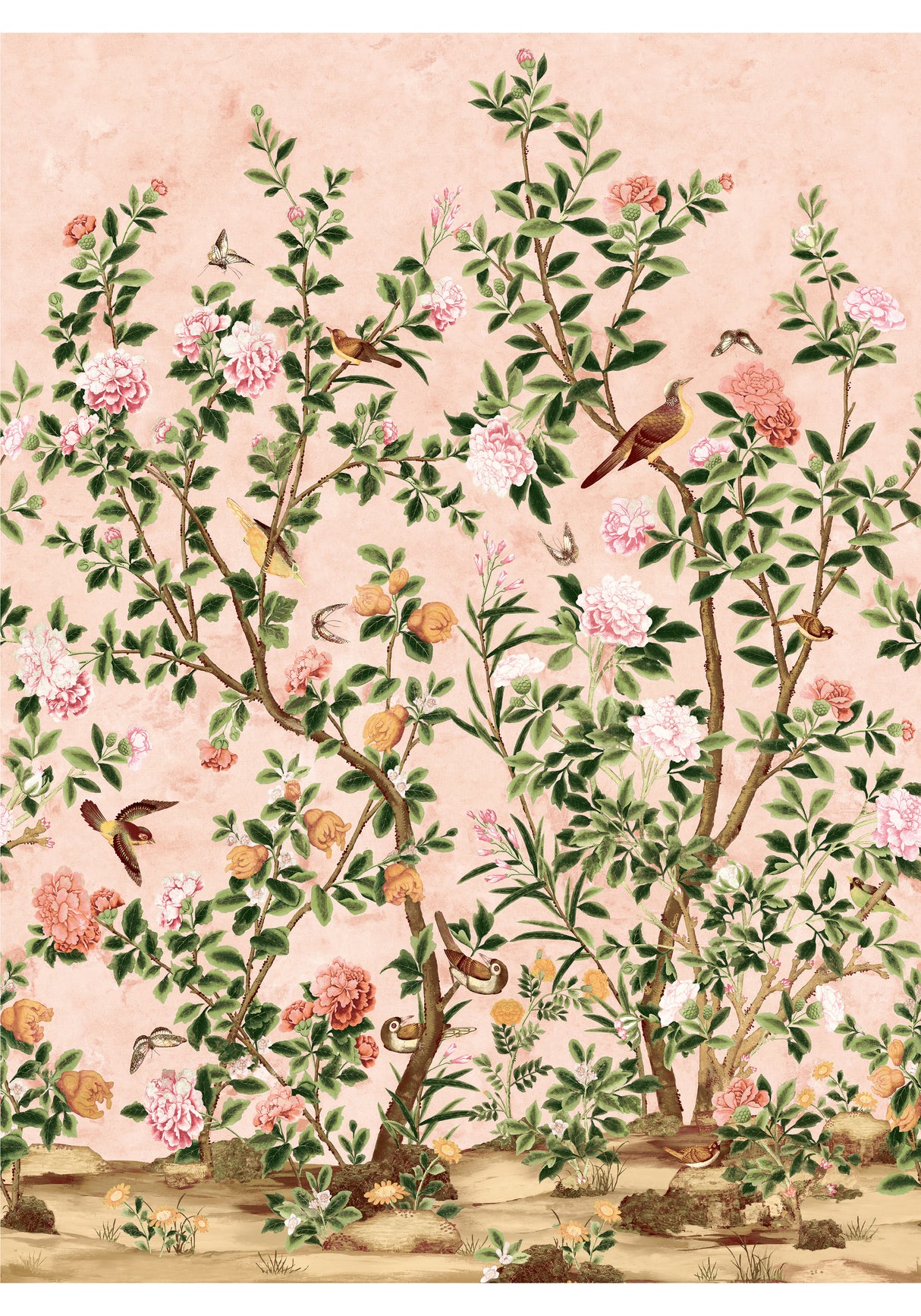 Thibaut TM13667 JARDIN BLOOM MURAL Pink Wallpaper