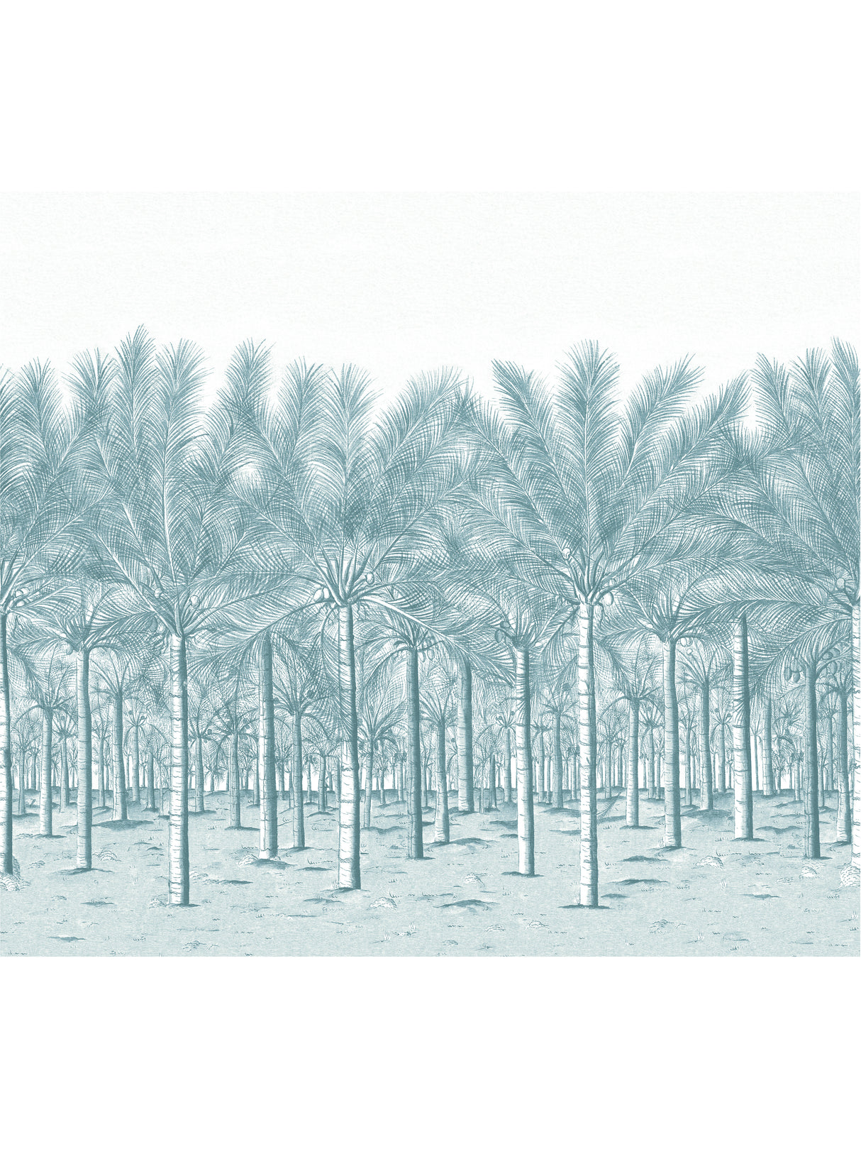 Thibaut TM13949 PALM GROVE MURAL Spa Blue Wallpaper