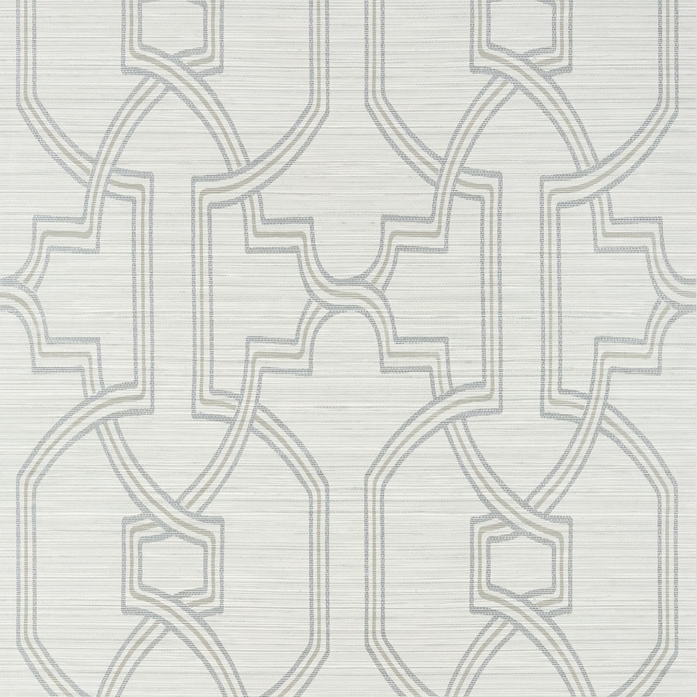 Thibaut TWW276 PROMENADE Grey on Metallic Silver Wallpaper