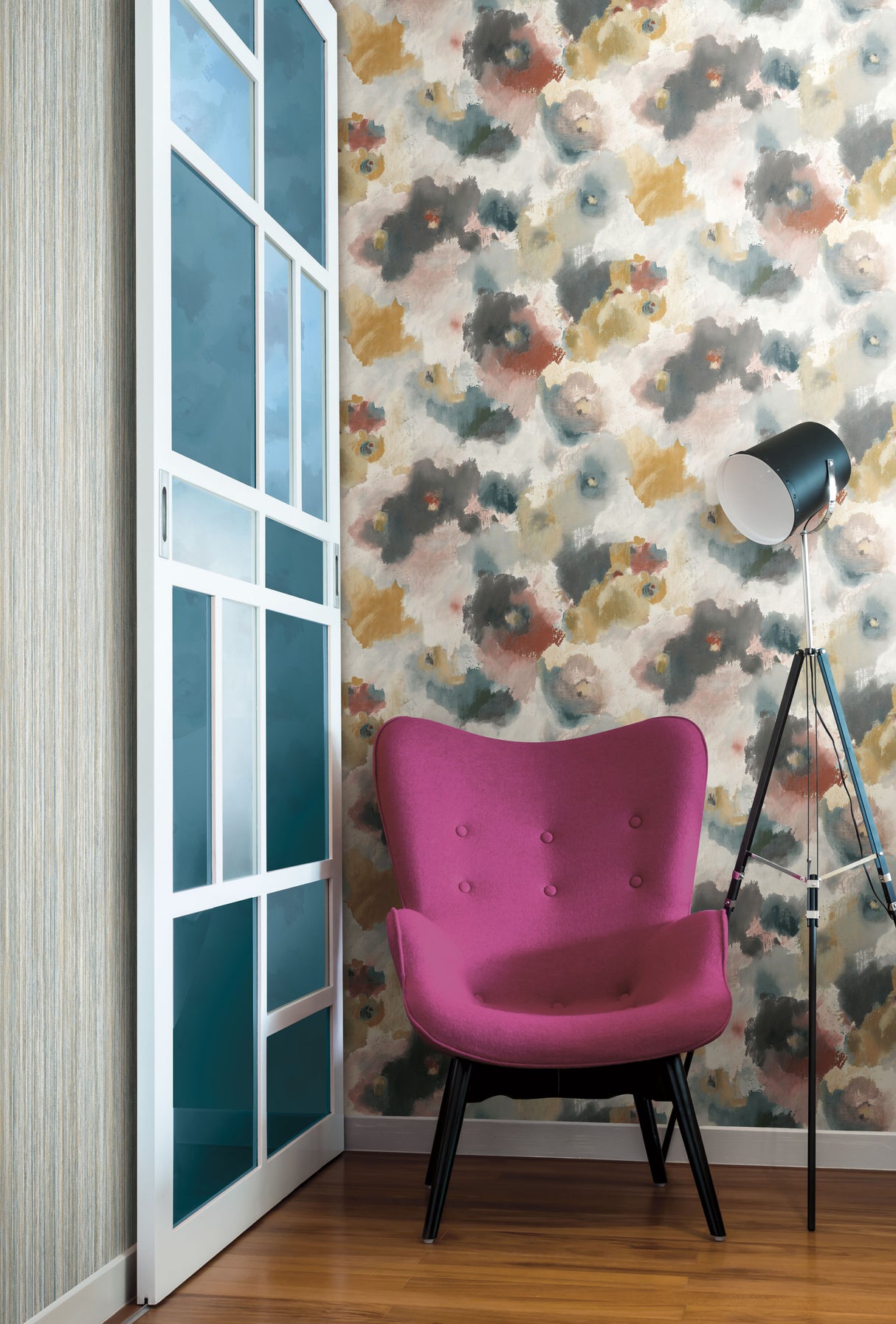 York UC3822 Impressionist Floral Copper & Blue Wallpaper