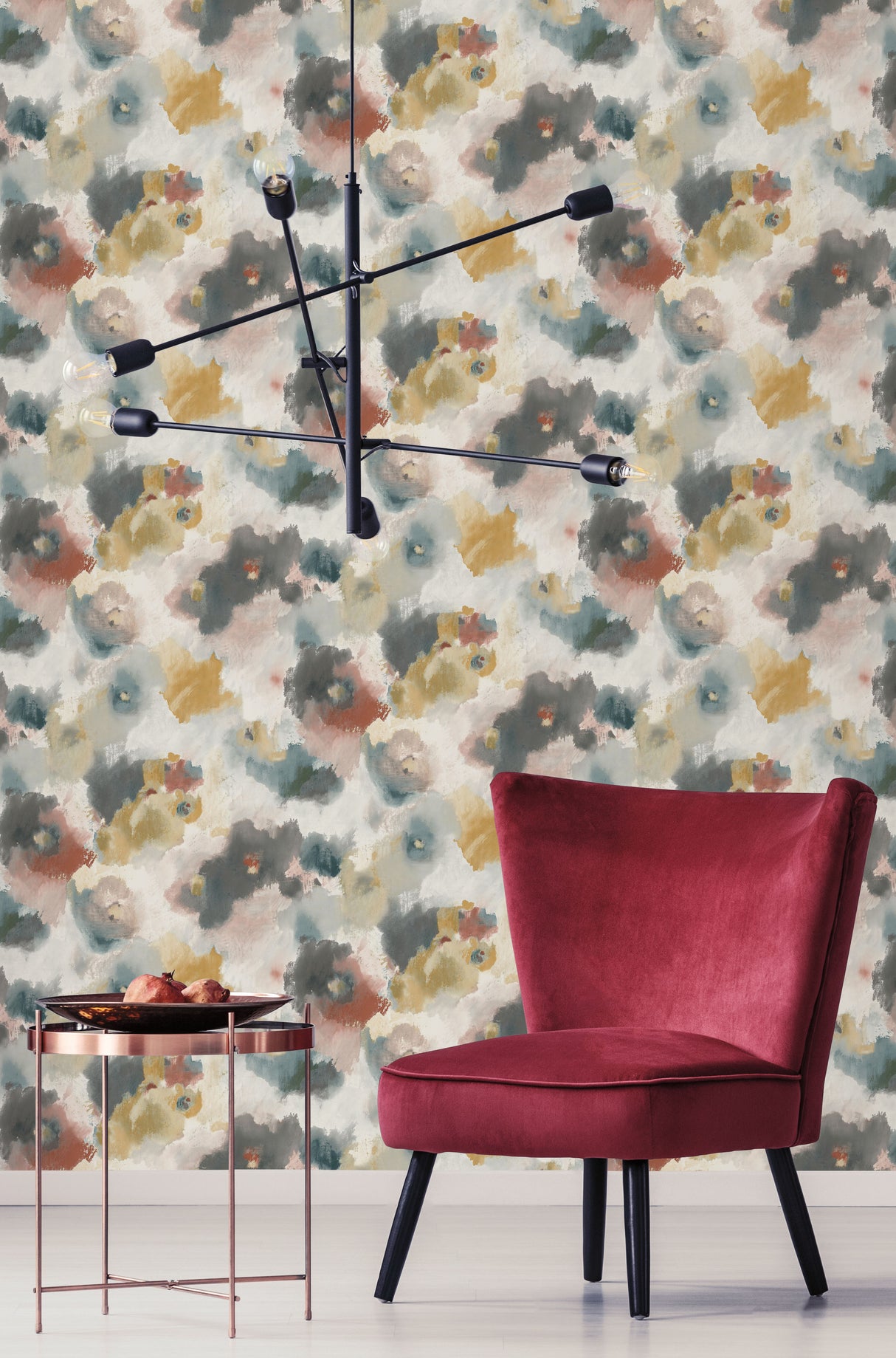 York UC3822 Impressionist Floral Copper & Blue Wallpaper