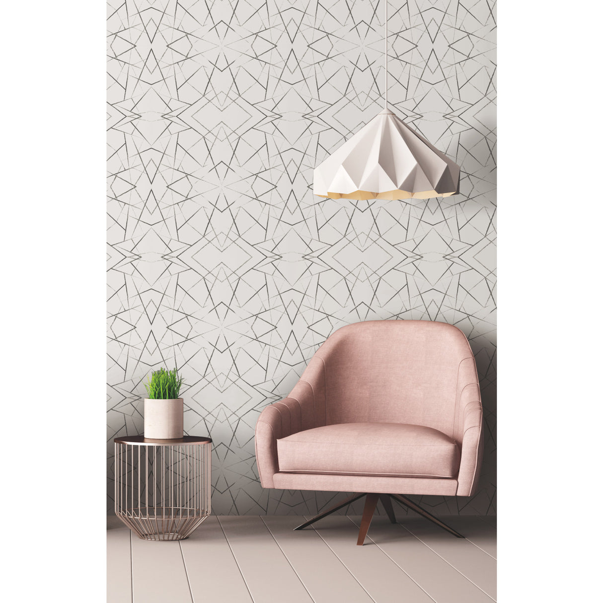 York UC3847 Geo Diamond Black Wallpaper