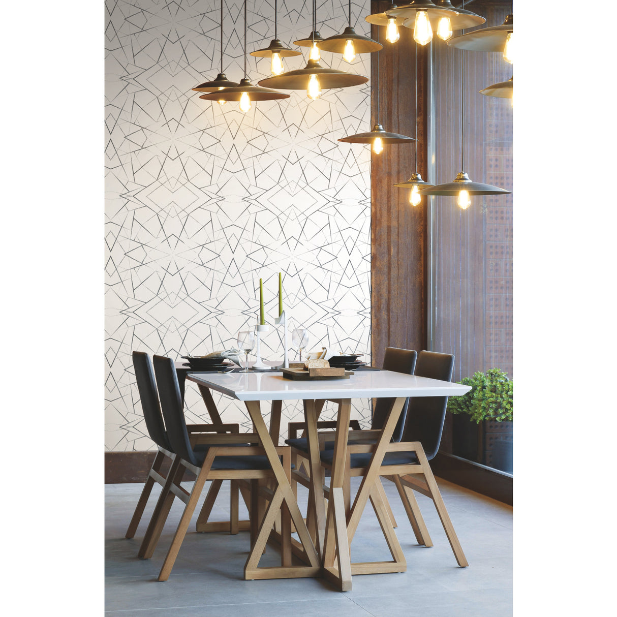 York UC3847 Geo Diamond Black Wallpaper