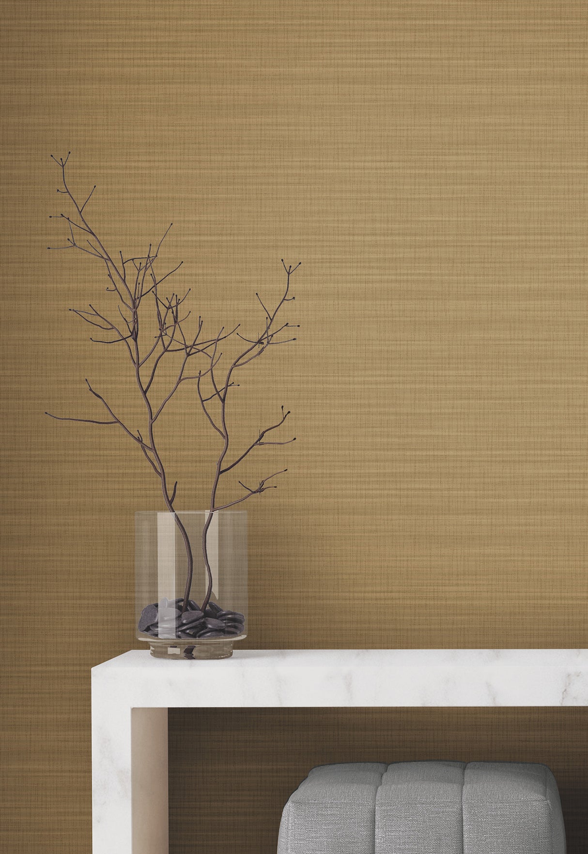 York Wallcoverings UW1045N Down To Earth Brass Striated Wall