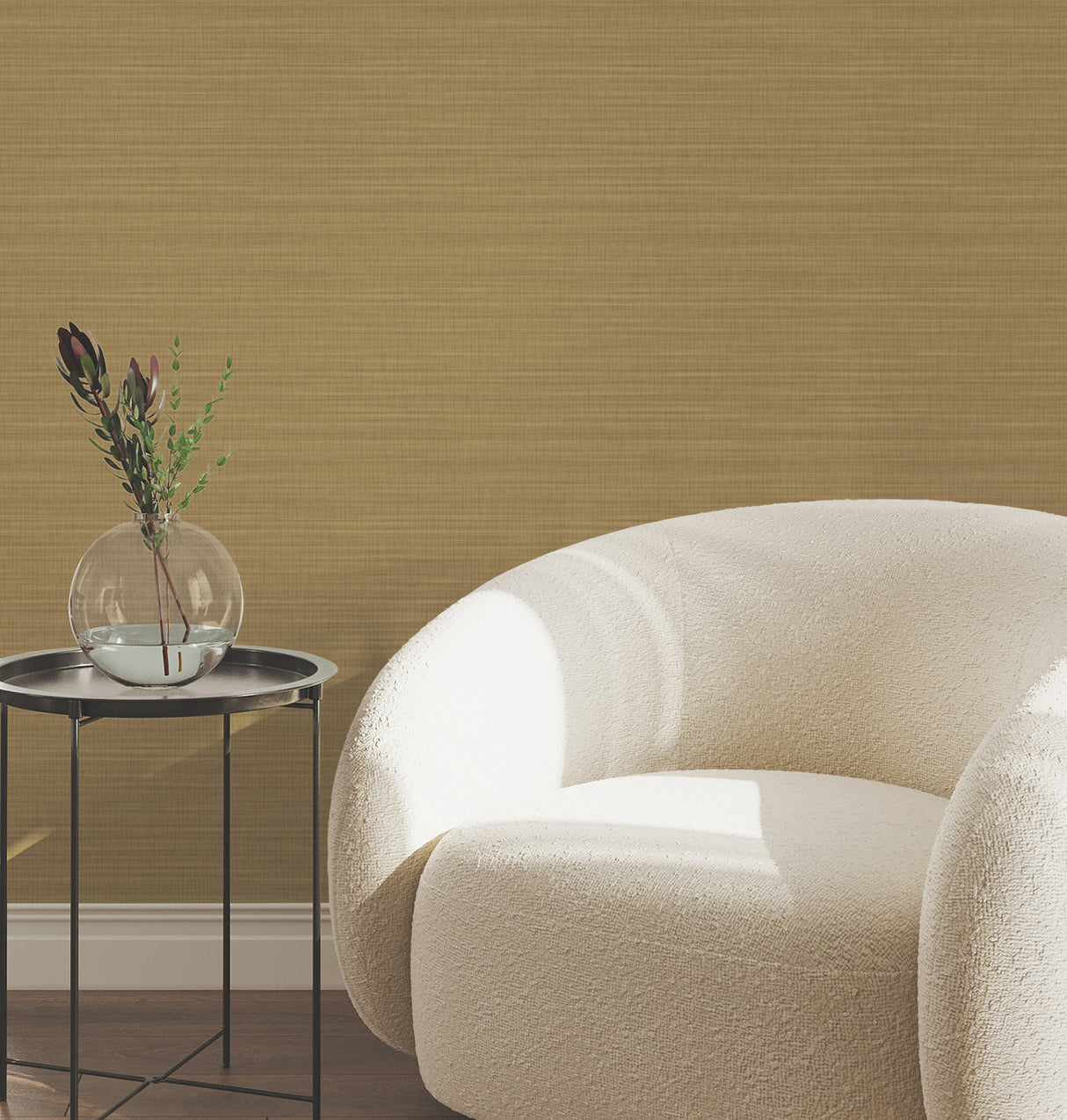 York Wallcoverings UW1045N Down To Earth Brass Striated Wall