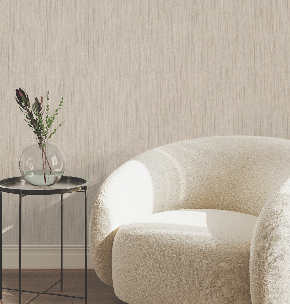 York Wallcoverings UW1055N Silk Spun Taupe Tactile Stripe Wa
