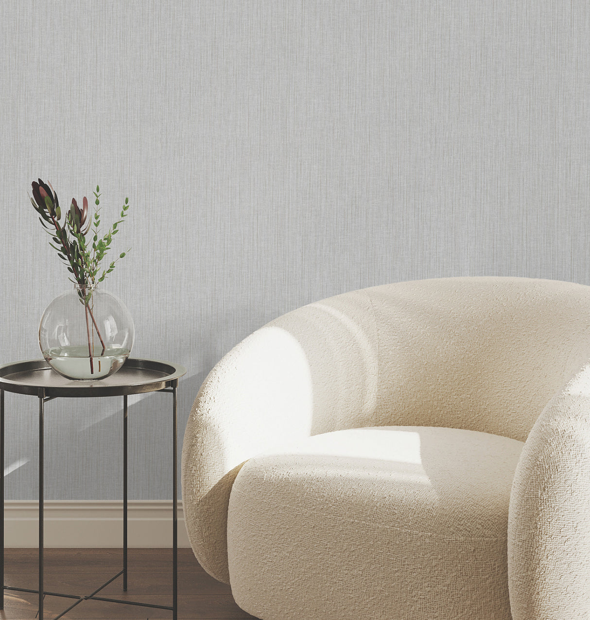 York Wallcoverings UW1057N Silk Spun Light Grey Tactile Stri