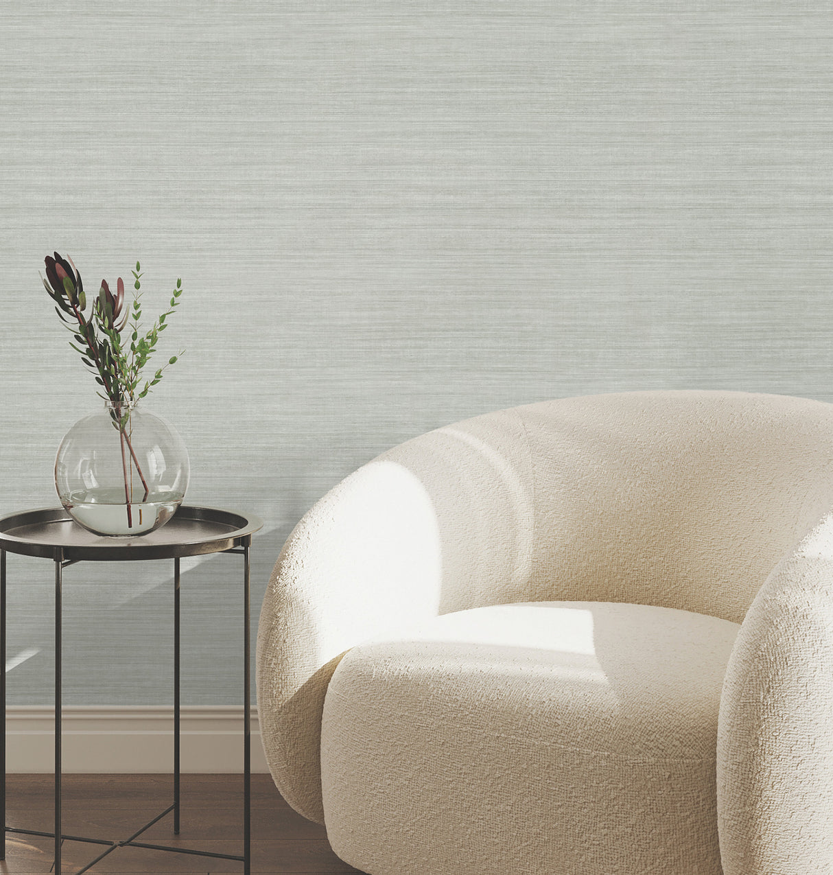 York Wallcoverings UW1105N Silk Essence Light Green Faux Fab