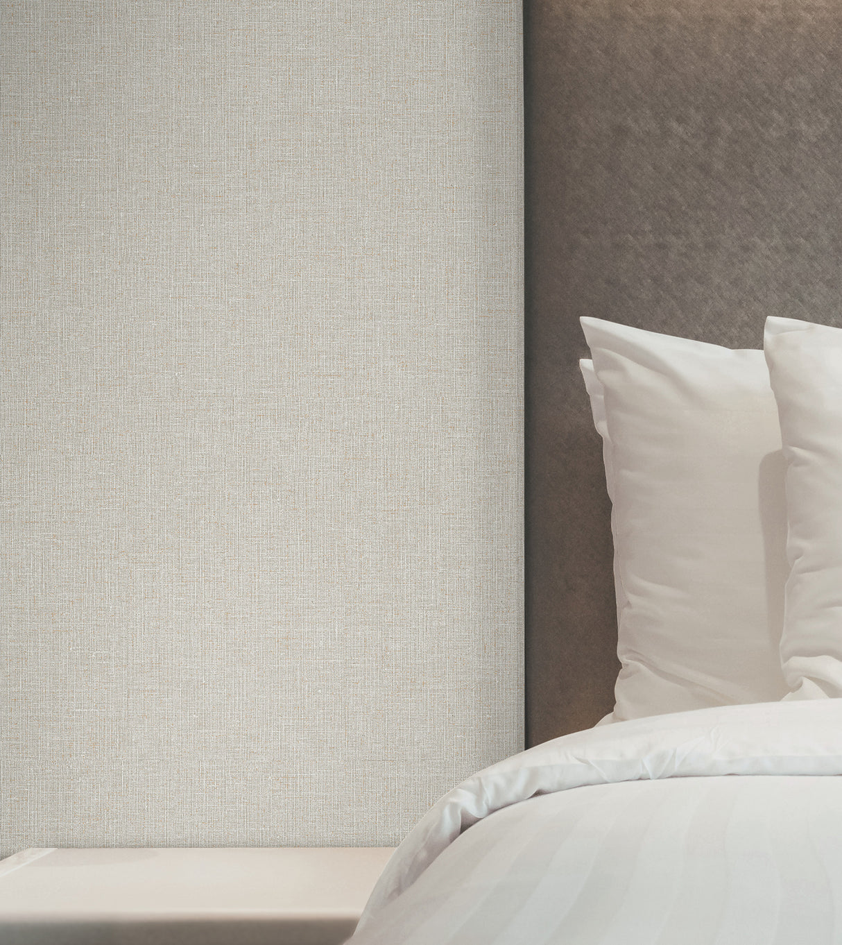 York Wallcoverings UW1124N Heathered Linen Beige Faux Fabric