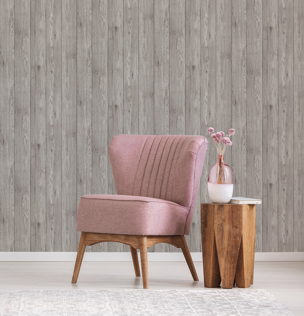 Brewster UW24767 Mammoth Light Grey Lumber Wood Wallpaper