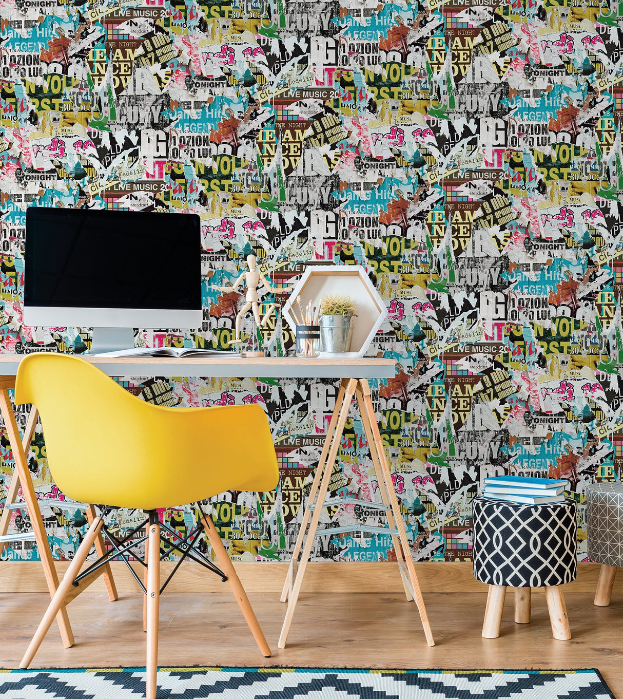 Brewster UW24770 Barbican Multicolor Ripped Poster Wallpaper