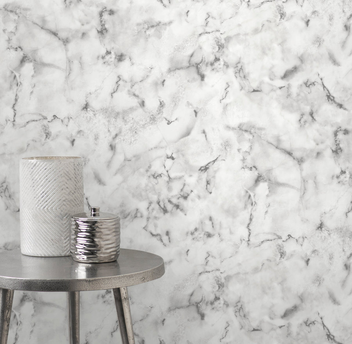 Brewster UW24771 Notting Hill Light Grey Marble Wallpaper