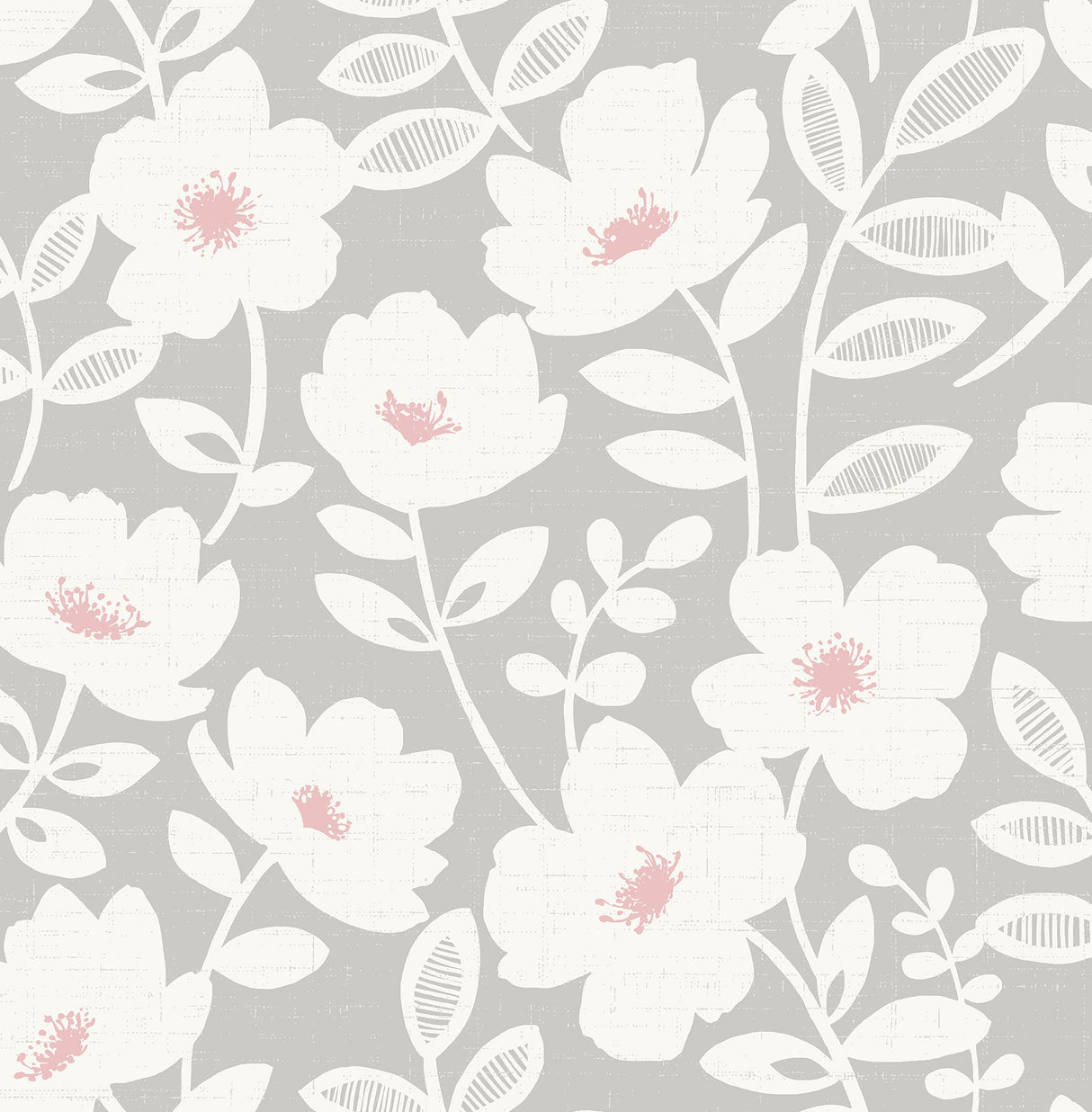 Brewster UW24772 Bergman Pink Scandi Flower Wallpaper
