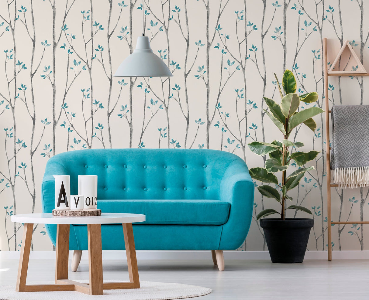 Brewster UW24777 Ingrid Blue Scandi Tree Wallpaper