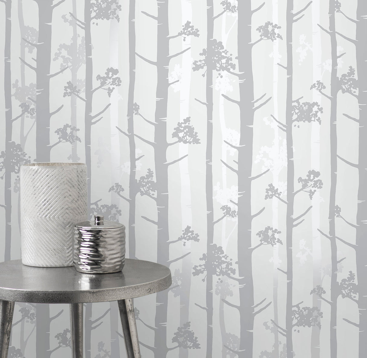 Brewster UW24779 Sydow Grey Birch Tree Wallpaper