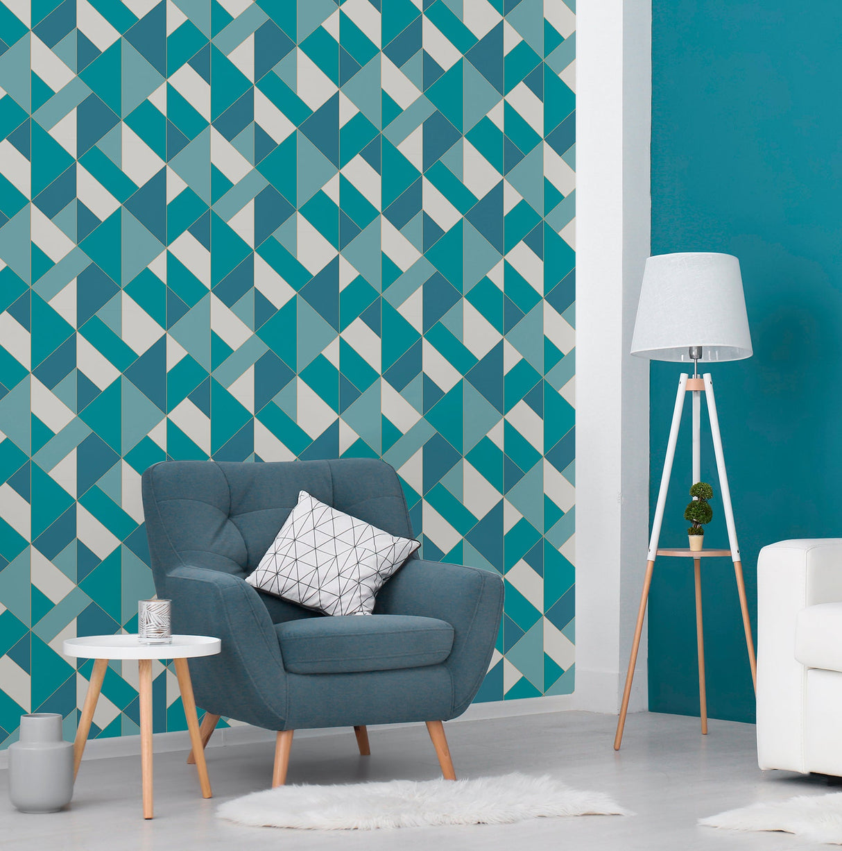 Brewster UW24780 Delano Blue Structured Geo Wallpaper