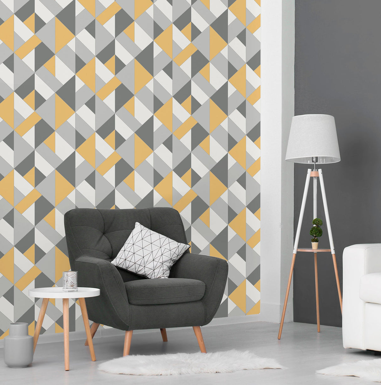 Brewster UW24781 Delano Yellow Structured Geo Wallpaper