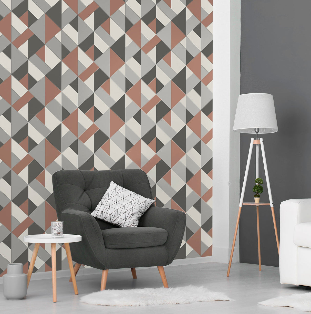 Brewster UW24782 Delano Copper Structured Geo Wallpaper