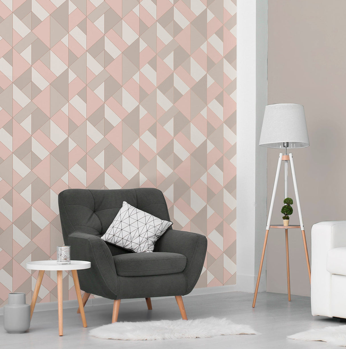 Brewster UW24783 Delano Rose Structured Geo Wallpaper