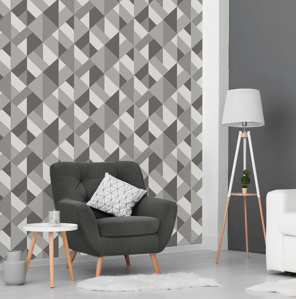 Brewster UW24784 Delano Grey Structured Geo Wallpaper