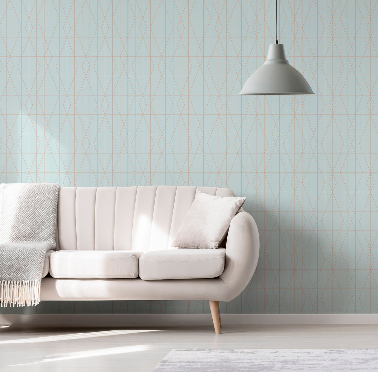 Brewster UW24785 LeVeque Light Blue Deco Diamond Geo Wallpaper