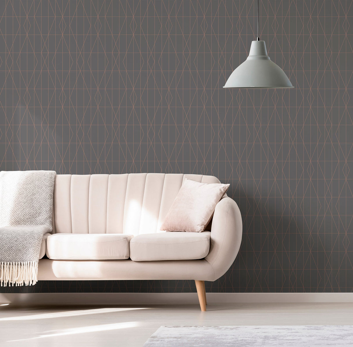 Brewster UW24788 LeVeque Charcoal Deco Diamond Geo Wallpaper