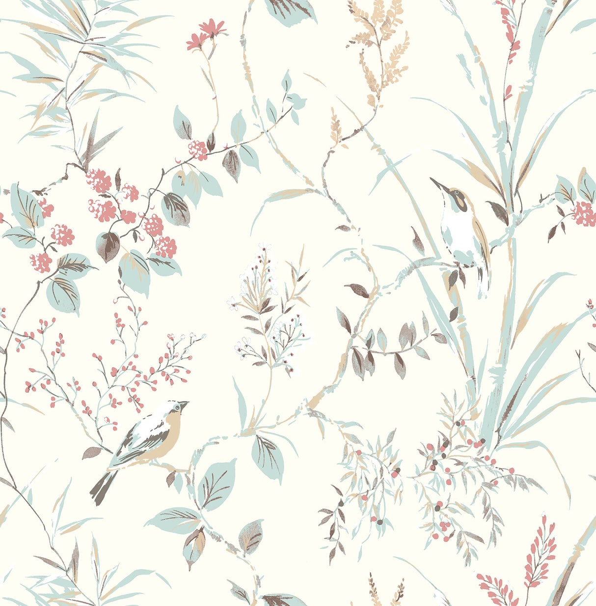 Brewster UW25886 Mariko Cream Botanical Wallpaper