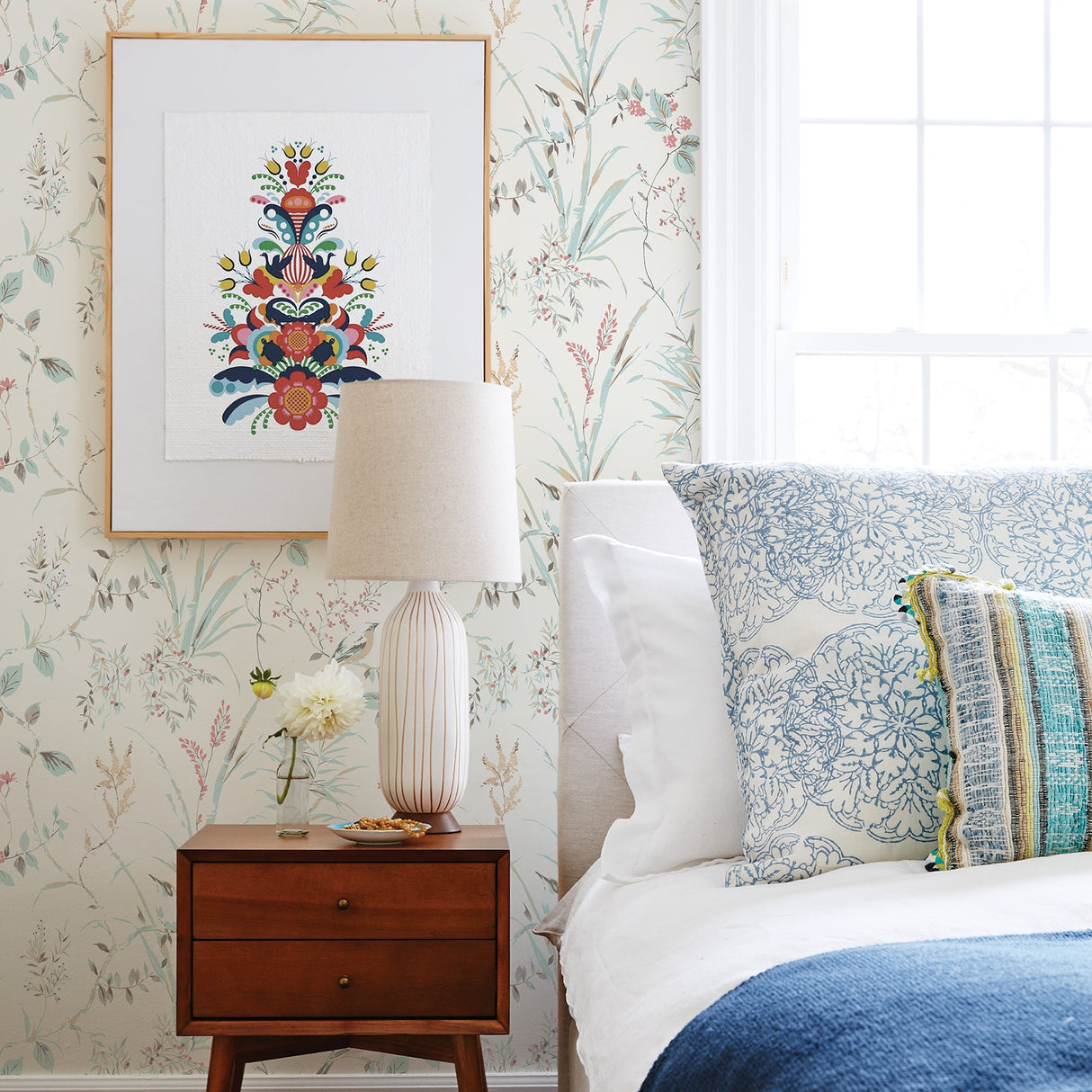 Brewster UW25886 Mariko Cream Botanical Wallpaper