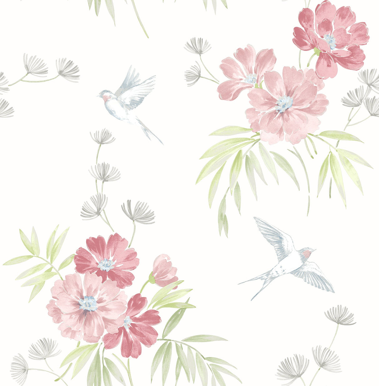 Brewster UW25889 Deja Peach Floral Wallpaper