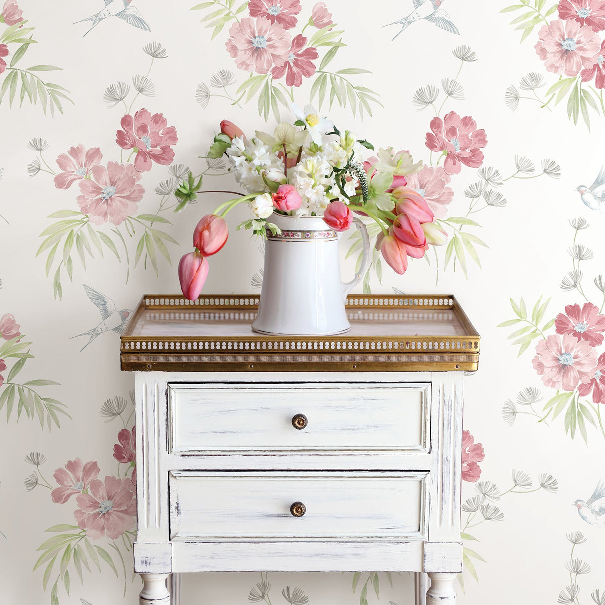 Brewster UW25889 Deja Peach Floral Wallpaper