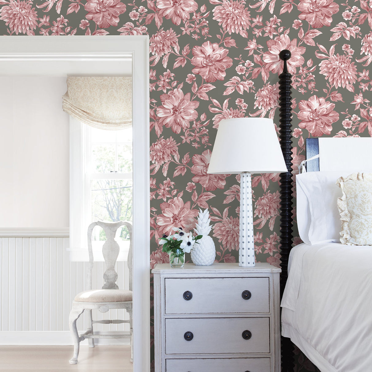 Brewster UW25897 Gabriela Rasberry Floral Wallpaper