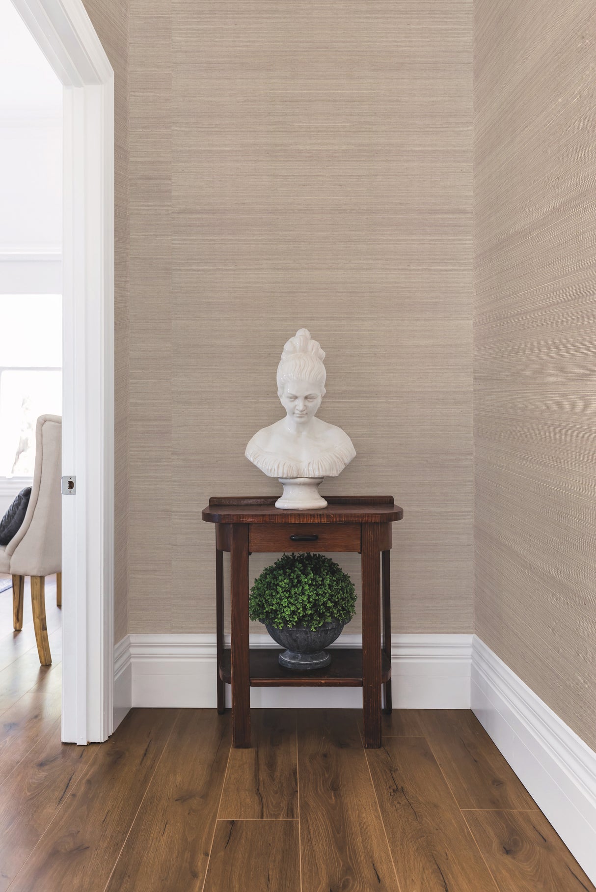 York VG4406 Plain Sisal Grasscloth White Wallpaper