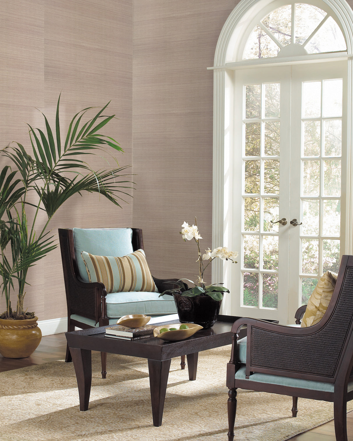 York VG4406 Plain Sisal Grasscloth White Wallpaper