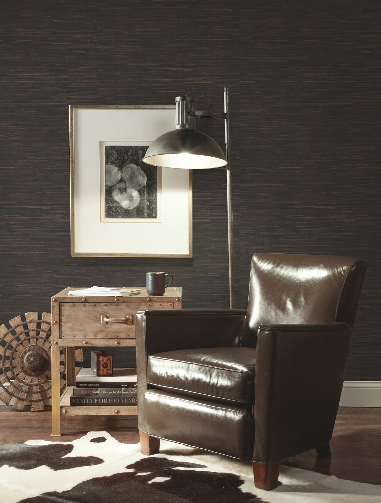 York VG4415 Inked Grass Charcoal Wallpaper