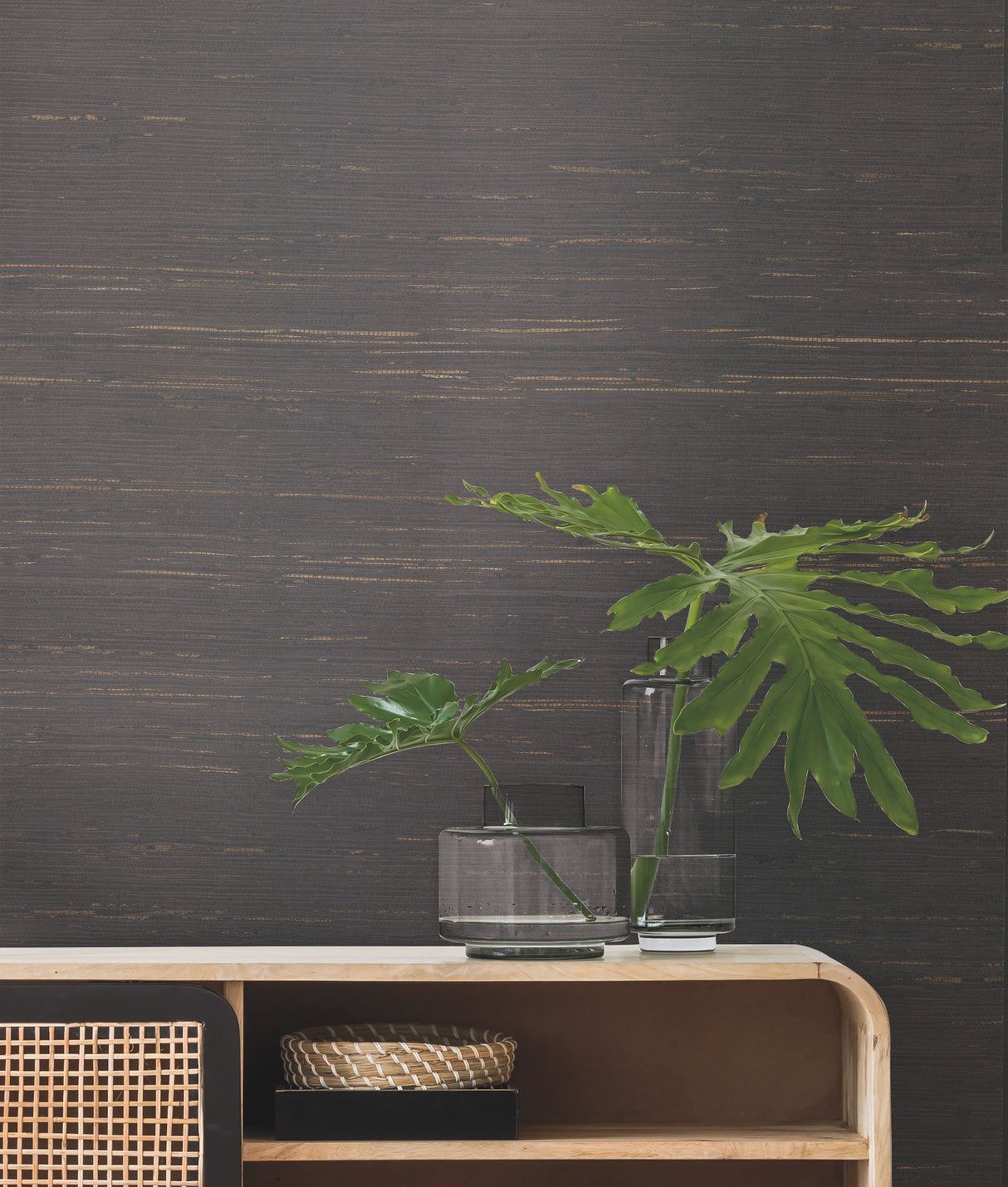 York VG4415 Inked Grass Charcoal Wallpaper