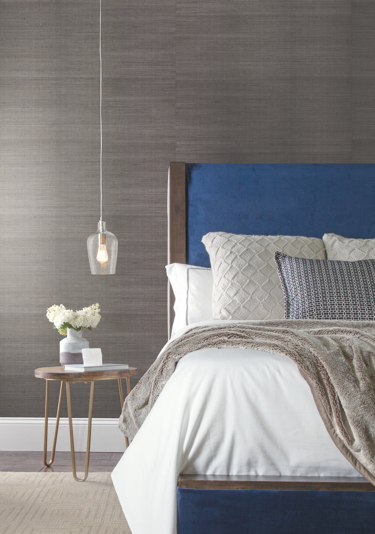 York VG4418 Sisal Grasscloth Silver Metallic Wallpaper
