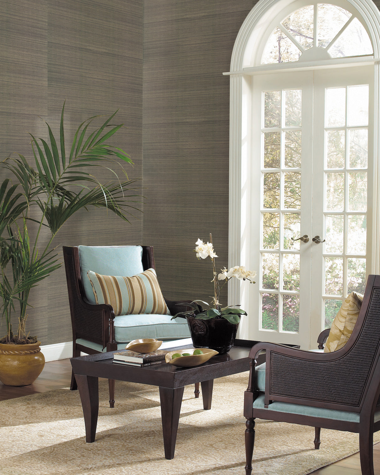 York VG4418 Sisal Grasscloth Silver Metallic Wallpaper