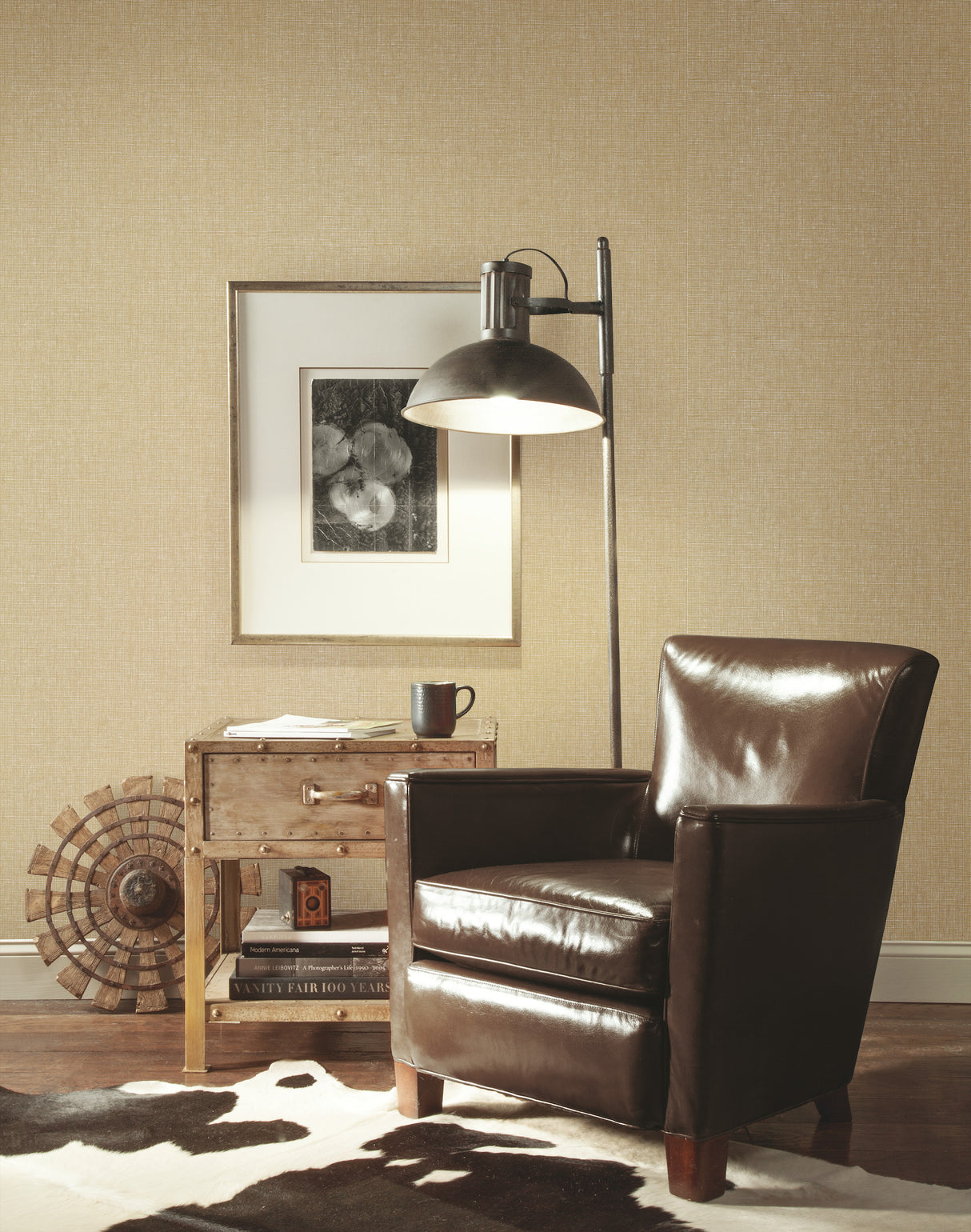 York VG4426 Woven Crosshatch Brown Wallpaper