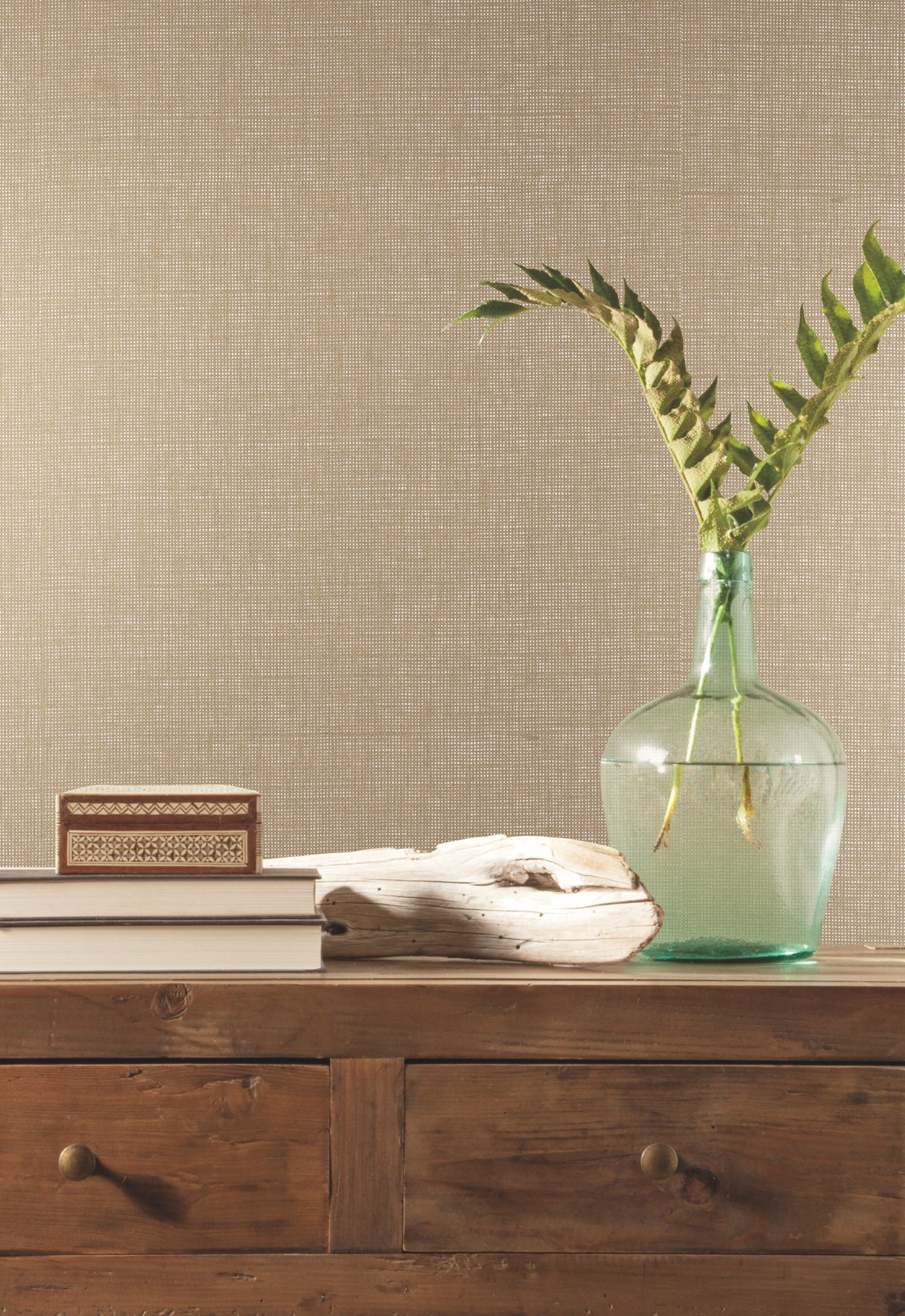 York VG4426 Woven Crosshatch Brown Wallpaper